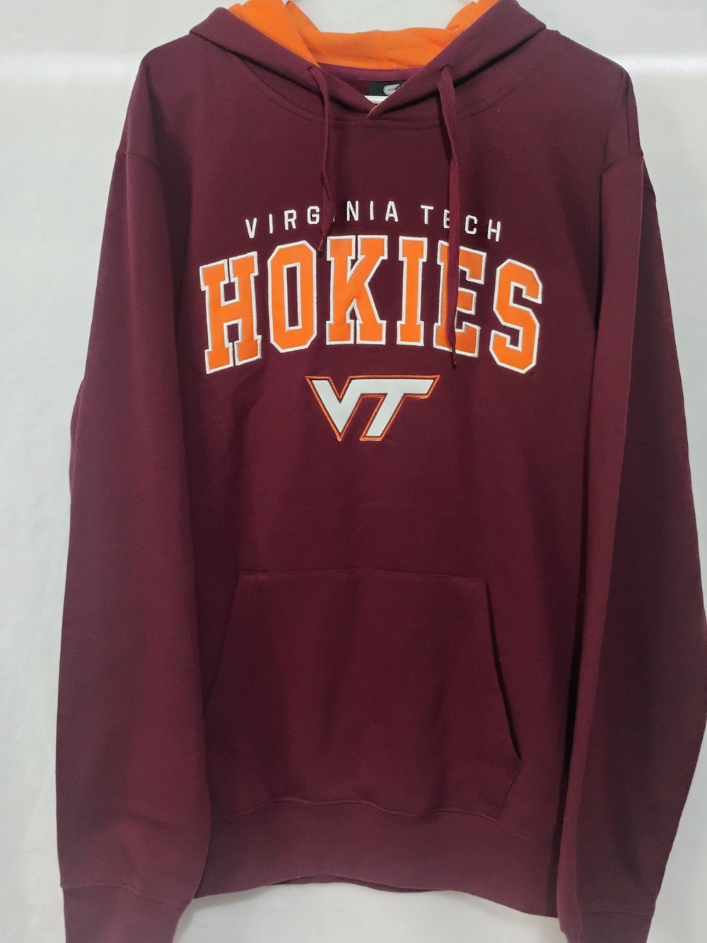 Virginia Tech Hokies Mens XL Hoodie Maroon Sweatshirt Orange Hood Colosseum VT T